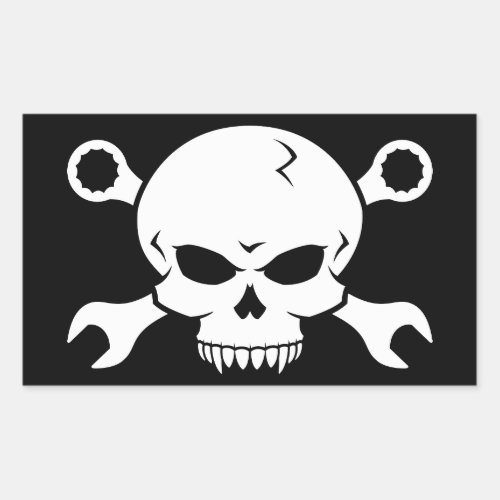 Skull n Tools _ Screw Pirate 2 white Rectangular Sticker