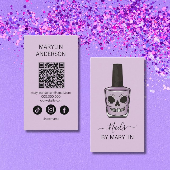 Skull Nail Polish Bottle Gothic Nail Technician Business Card (Creator Uploaded)
