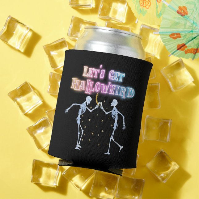 Skull Neon Halloween Halloweird Dancing Skeletons Can Cooler (In Situ Summer)