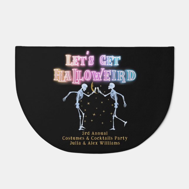 Skull Neon Halloween Halloweird Dancing Skeletons Doormat (Front)