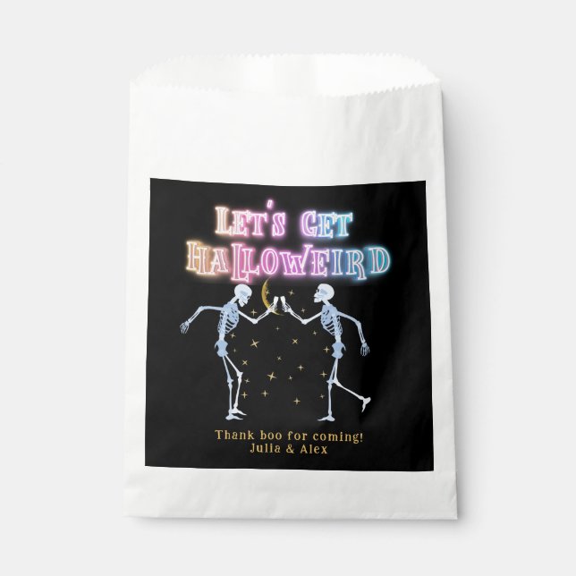 Skull Neon Halloween Halloweird Dancing Skeletons Favor Bag (Front)