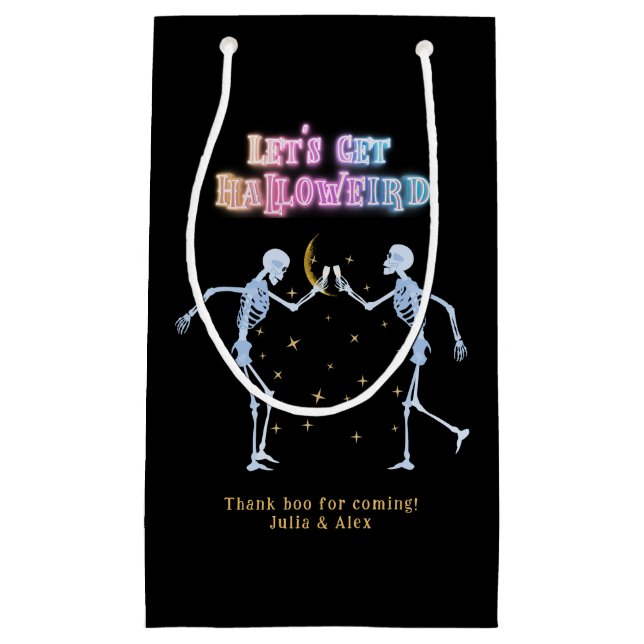Skull Neon Halloween Halloweird Dancing Skeletons Small Gift Bag (Front)