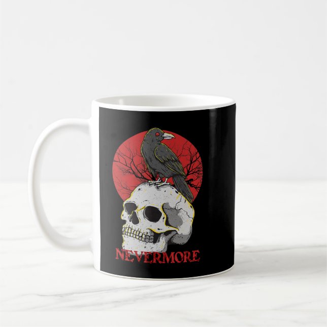 Skull Nevermore Gothic Crow Raven Skull Head Emo P Coffee Mug (Left)