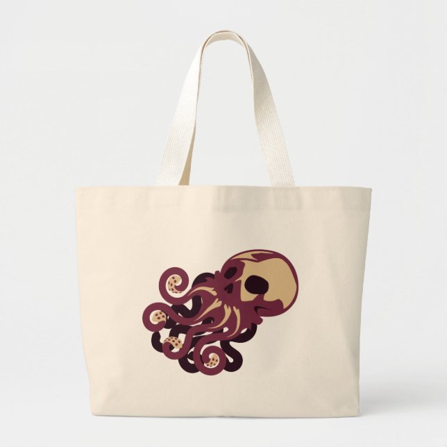 Skull Octopus Large Tote Bag (Front)