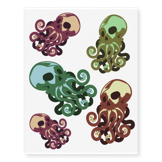 Skull Octopus Temporary Tattoos (Front)