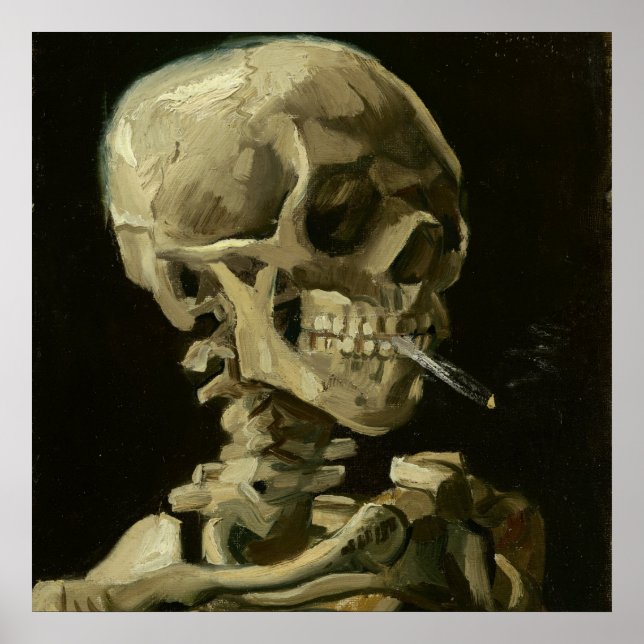 Skull of a Skeleton with Burning Cigarette, 1885 Poster (Front)