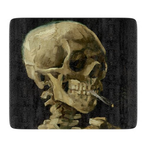 Skull of a Skeleton with Burning Cigarette by Vinc Cutting Board