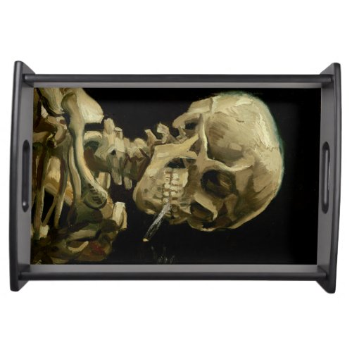 Skull of a Skeleton with Burning Cigarette by Vinc Serving Tray