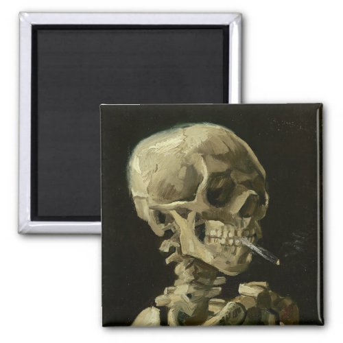 Skull of a Skeleton with Burning Cigarette Magnet