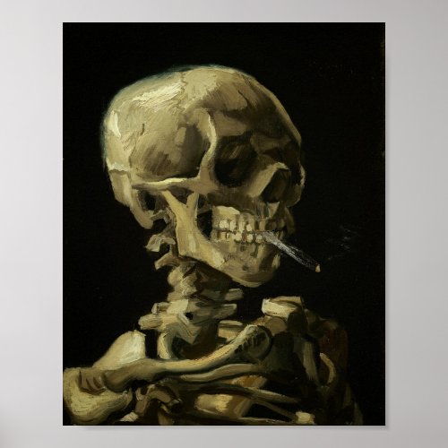 Skull of a Skeleton with Burning Cigarette Poster