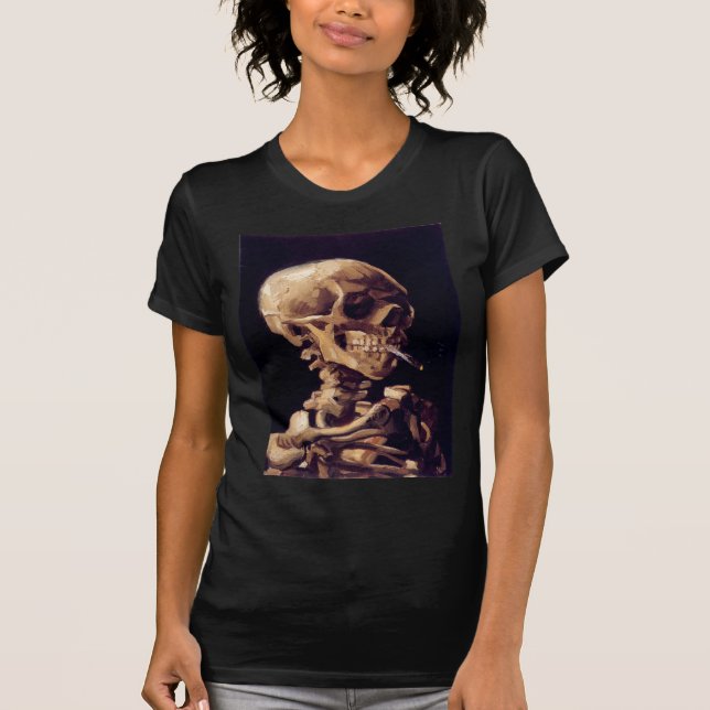 Skull of a Skeleton with Burning Cigarette T-Shirt (Front)