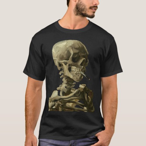 Skull Of A Skeleton With Burning Cigarette T_Shirt