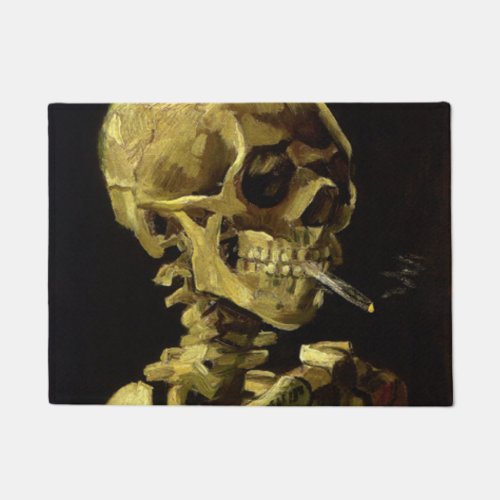 Skull Of a Skeleton With Burning Cigarette Vincent Doormat