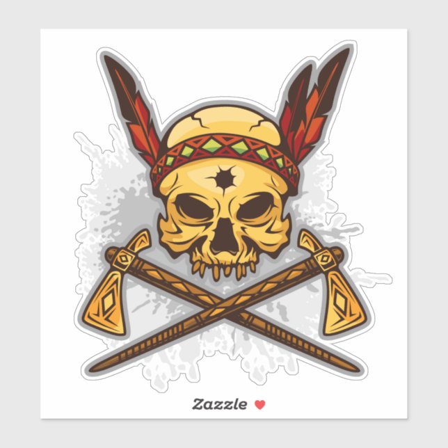 Skull Of An Indian Warrior Sticker (Sheet)