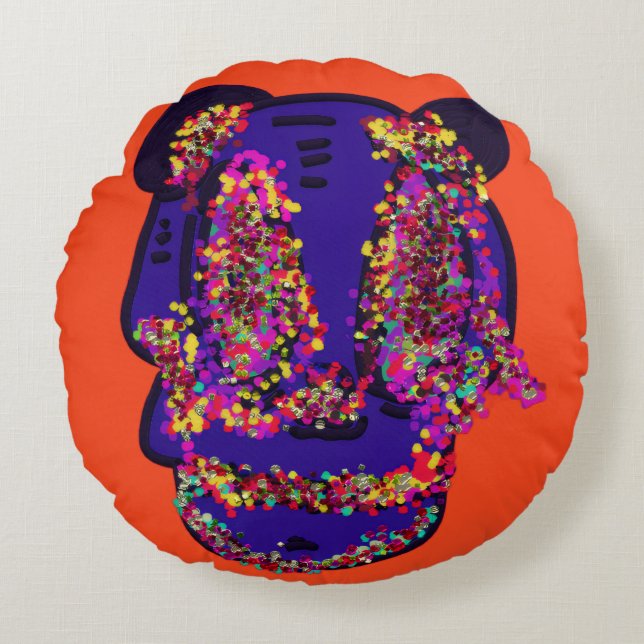 Skull of Flowers Round Pillow (Front)