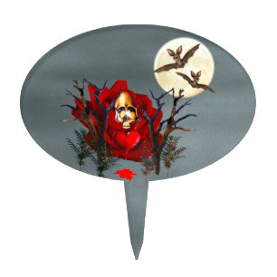 Skull Of Love and Bats Cake Topper