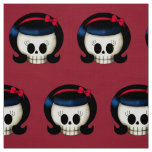 Skull of Rockabilly Girl Fabric