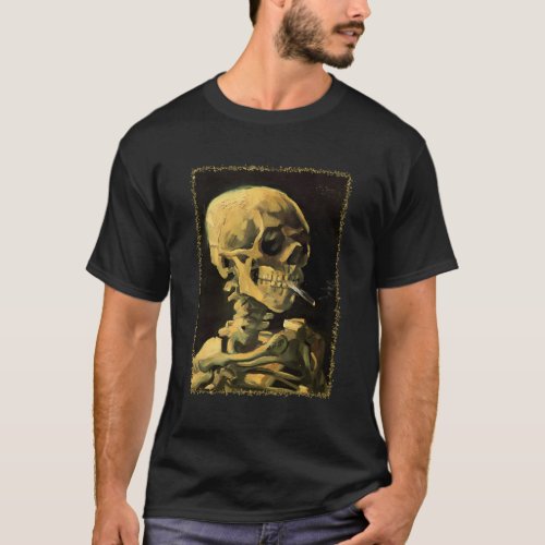 Skull Of Skeleton With Burning Cigarette By Vincen T_Shirt