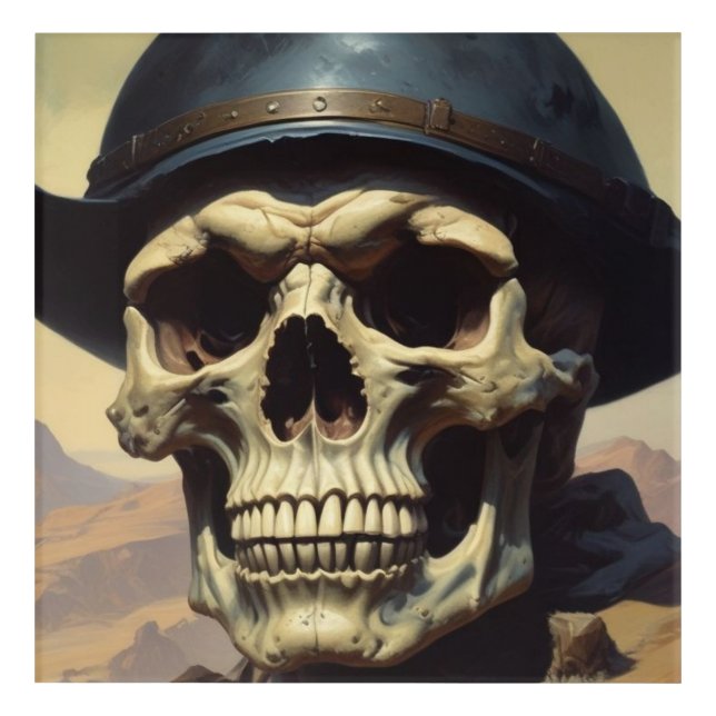 Skull Oil Painting Style Painting Illustration Acrylic Print (Front)