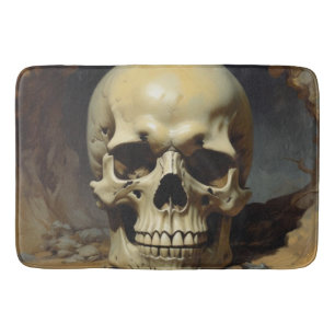 Skull Oil Painting Style Painting Illustration Bath Mat