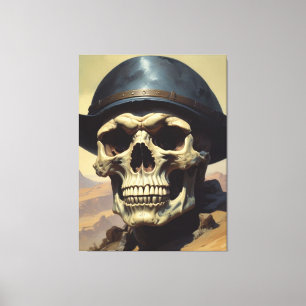 Skull Oil Painting Style Painting Illustration Canvas Print