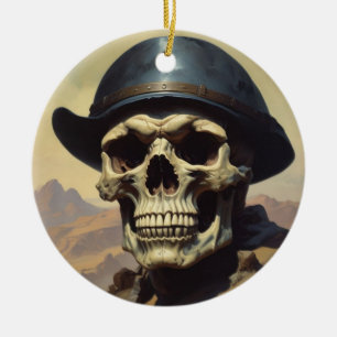 Skull Oil Painting Style Painting Illustration Ceramic Ornament