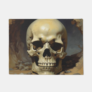 Skull Oil Painting Style Painting Illustration Doormat