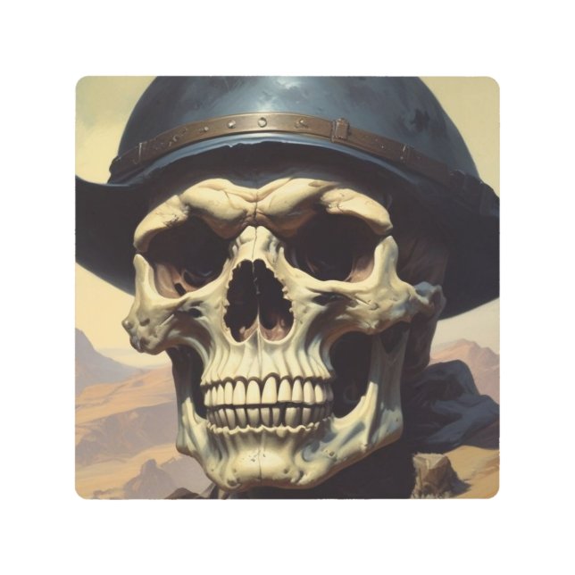 Skull Oil Painting Style Painting Illustration Metal Print (Front)