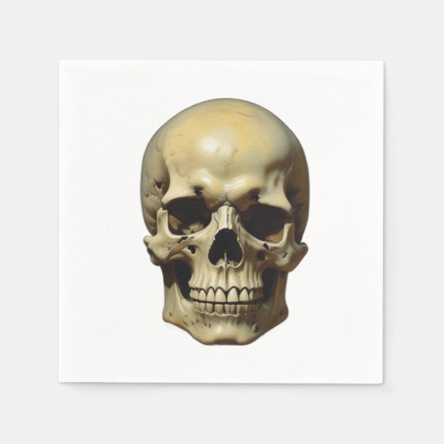 Skull Oil Painting Style Painting Illustration Napkins (Front)