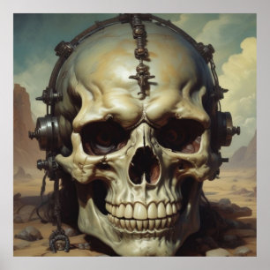 Skull Oil Painting Style Painting Illustration Poster