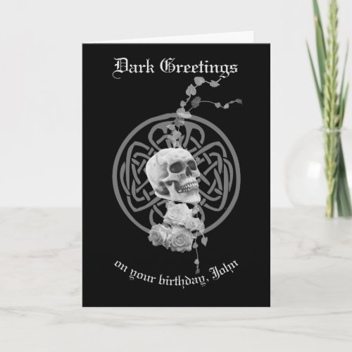 Skull on Celtic knotwork birthday Card