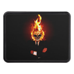 Skull on fire hitch cover