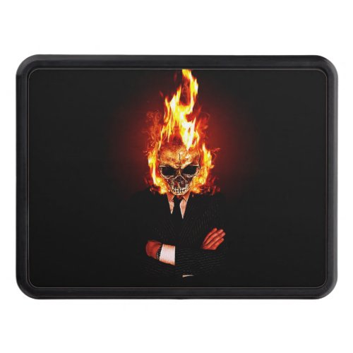 Skull on fire hitch cover