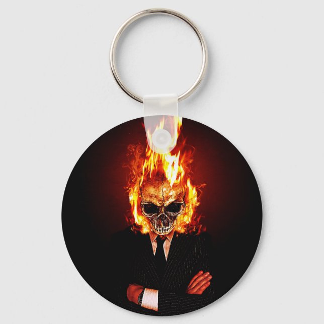 Skull on fire keychain (Front)