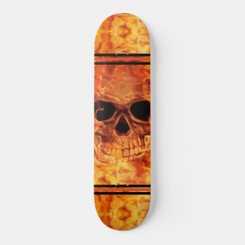 Skull on Fire Skateboard