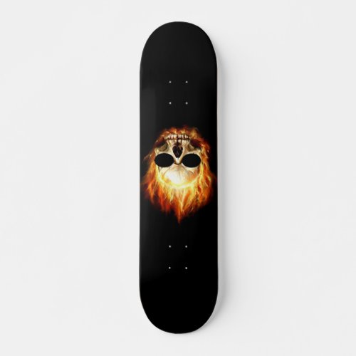 Skull On Fire Skateboard Deck
