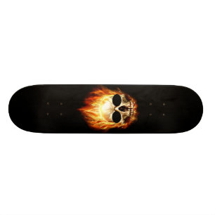 Skull On Fire Skateboard Deck