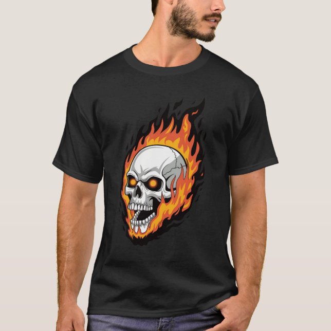 skull on fire T-Shirt (Front)