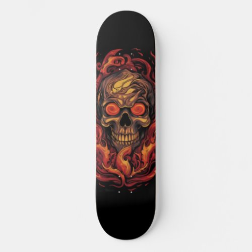 Skull on fire vintage designe Flaming Skull Skateboard