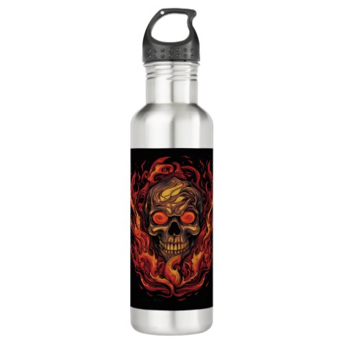 Skull on fire vintage designe Flaming Skull Stainless Steel Water Bottle