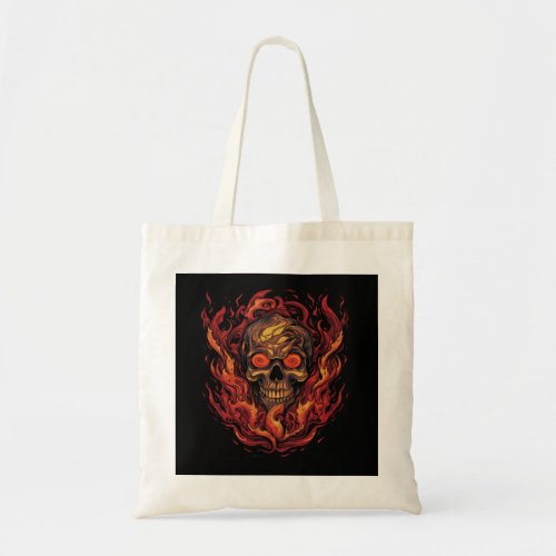 Skull on fire vintage designe Flaming Skull Tote Bag