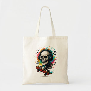 Skull on Skates with Headphones – Music & Color Sp Tote Bag