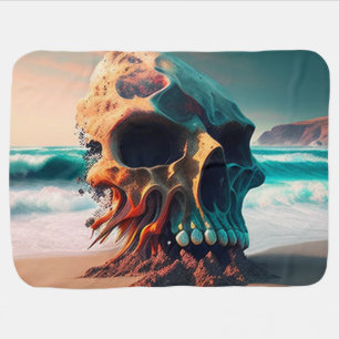 Skull on the beach baby blanket