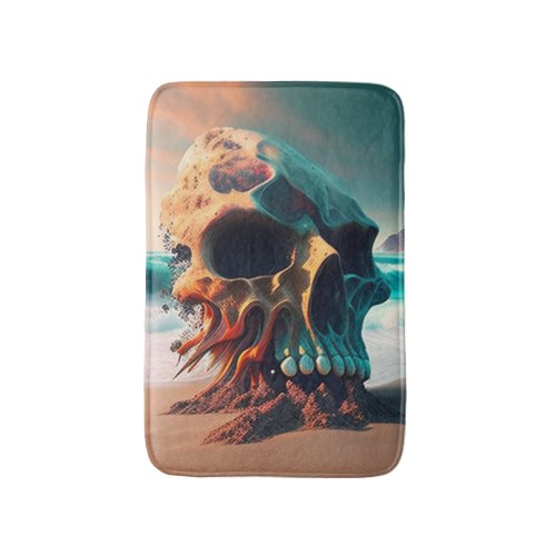 Skull on the beach bath mat