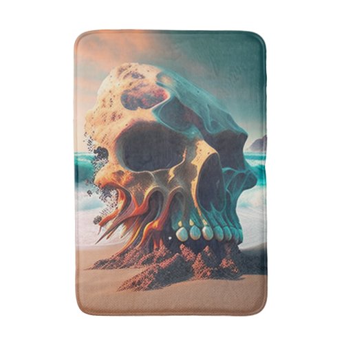 Skull on the beach bath mat