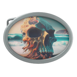 Skull on the beach belt buckle
