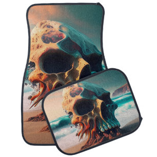 Skull on the beach car floor mat
