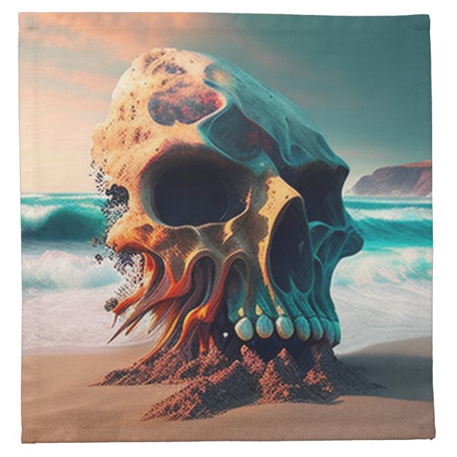 Skull on the beach cloth napkin (Front)