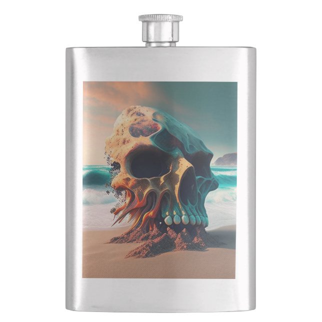 Skull on the beach flask (Front)