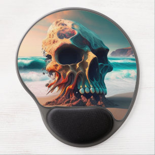 Skull on the beach gel mouse pad